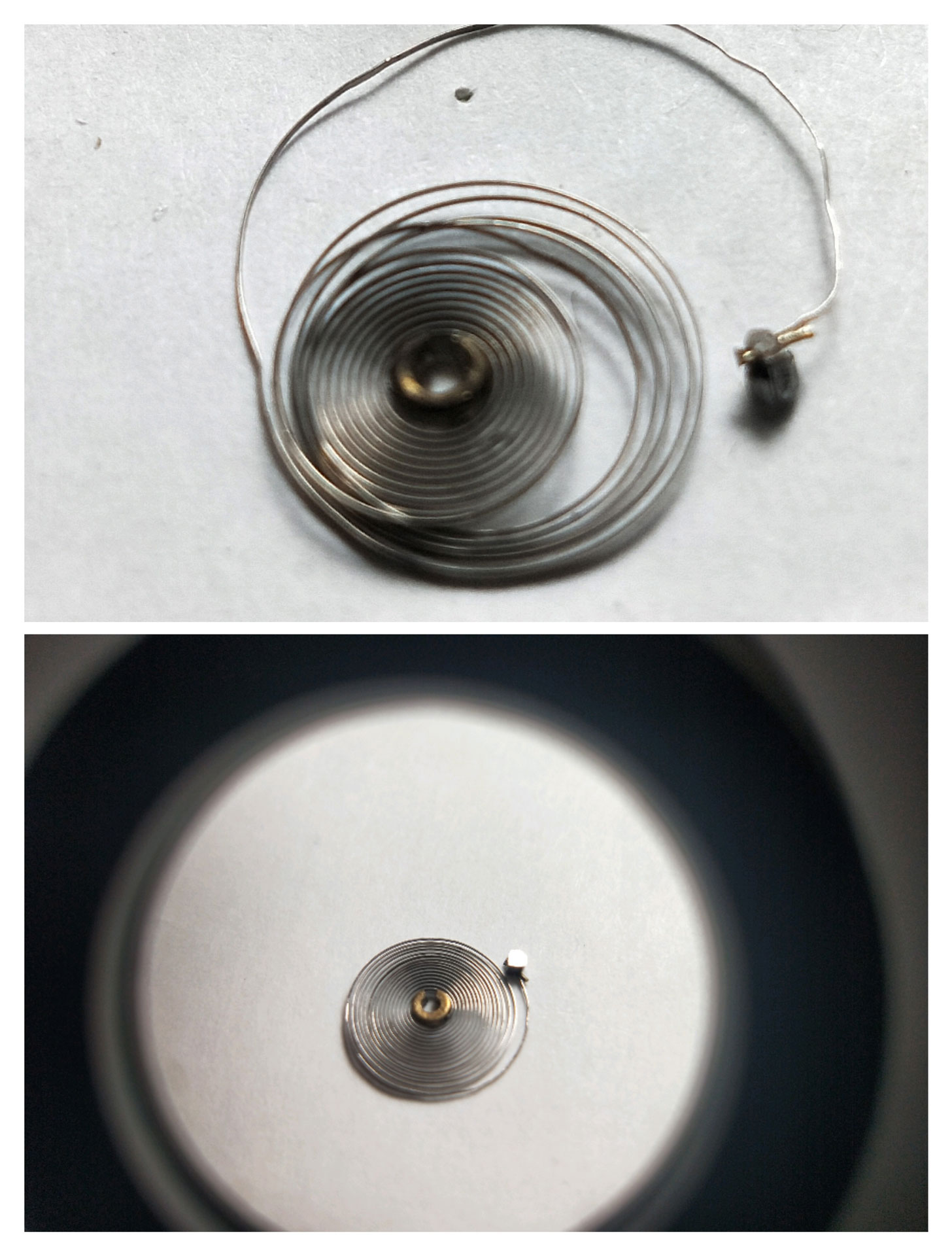 Reparación del espiral de un reloj saboneta, suizo principio XX